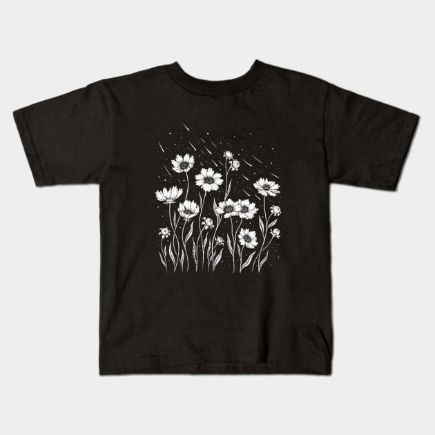 Midnight Golden Wave Kids T-Shirt by Episodic Drawing